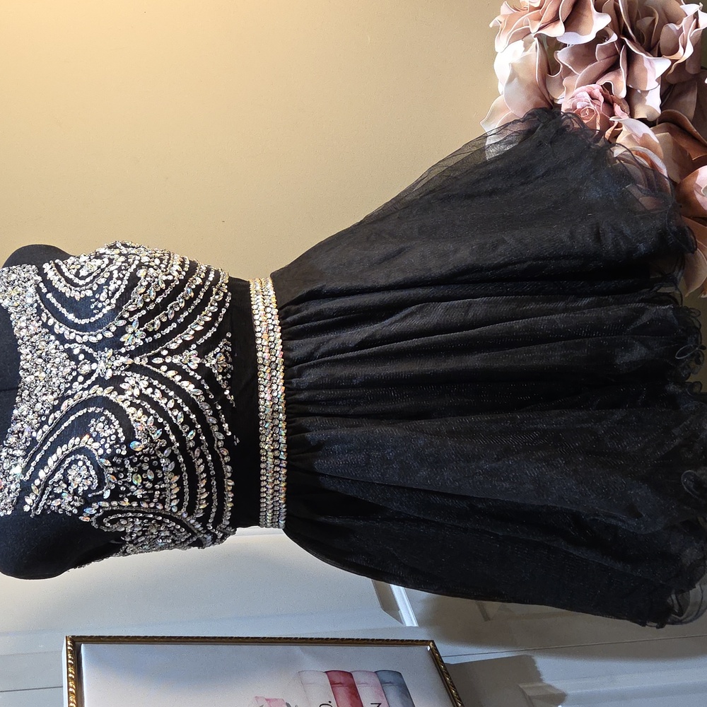 Nwot XL Anny Lee Black and Zirconia  Mini Dress Ballroom - Picture 9 of 17